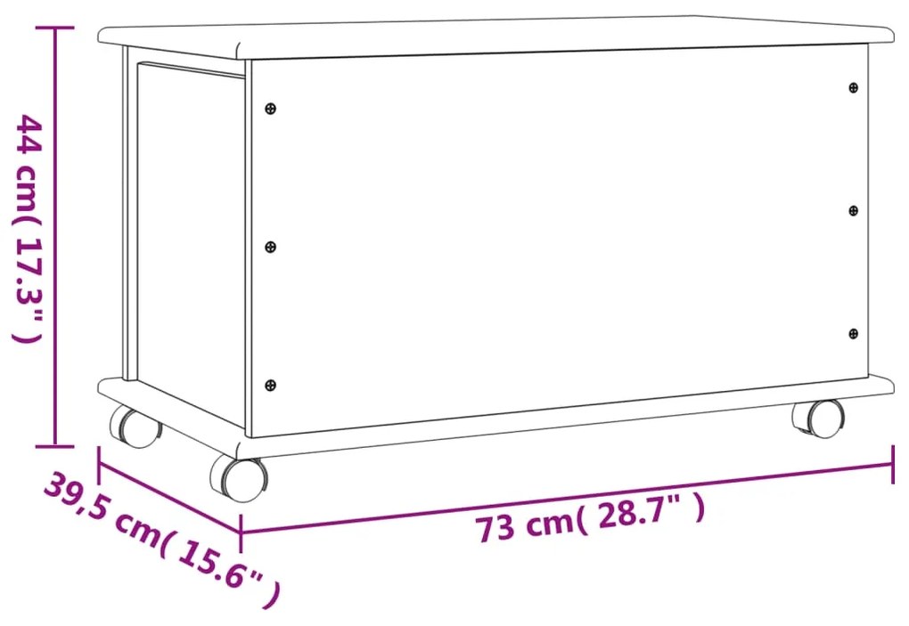 Μπαούλο με Ρόδες ALTA Λευκό 73x39,5x44 εκ. Μασίφ Ξύλο Πεύκου - Λευκό