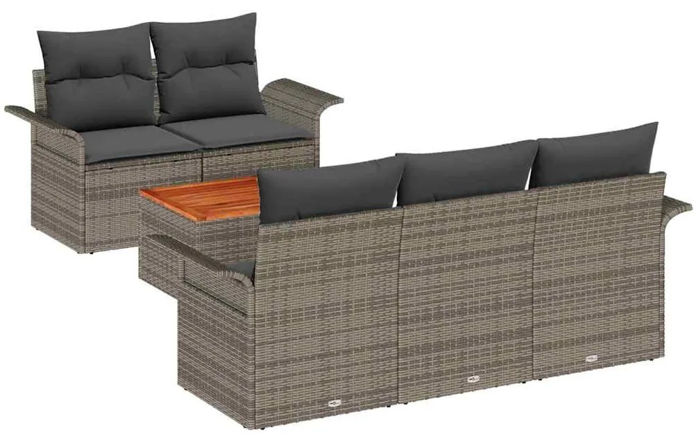 vidaXL Σετ Καναπέ Κήπου 6 pcs Γκρι Πολυ ράταν