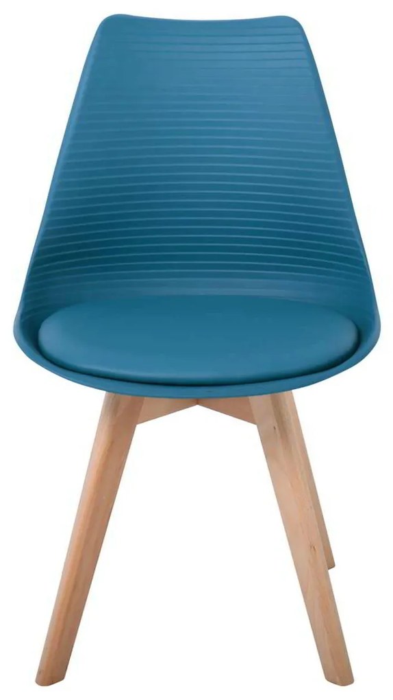 Καρέκλα MARTIN STRIPE Ξύλινο πόδι / PP Petrol 49x56x82cm (Σετ 4 ΤΕΜ)
