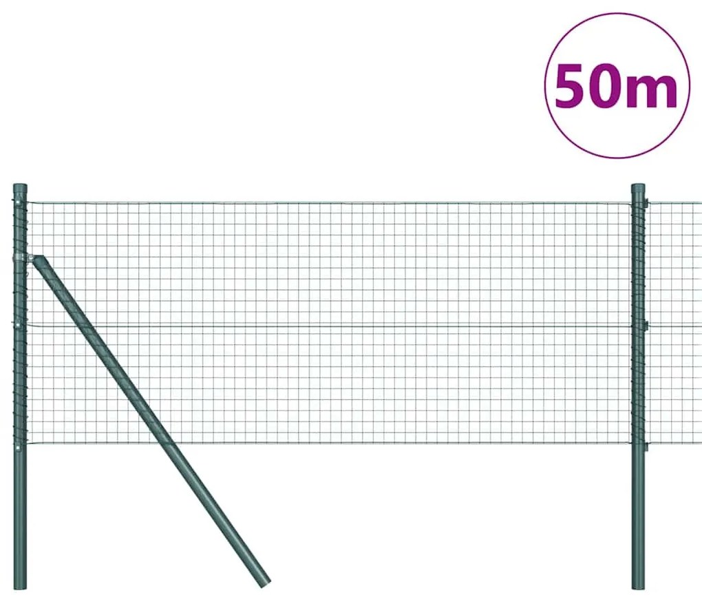vidaXL Φράχτης με Στήλες. Πράσινο 0.8 x 50 μ Ατσάλι