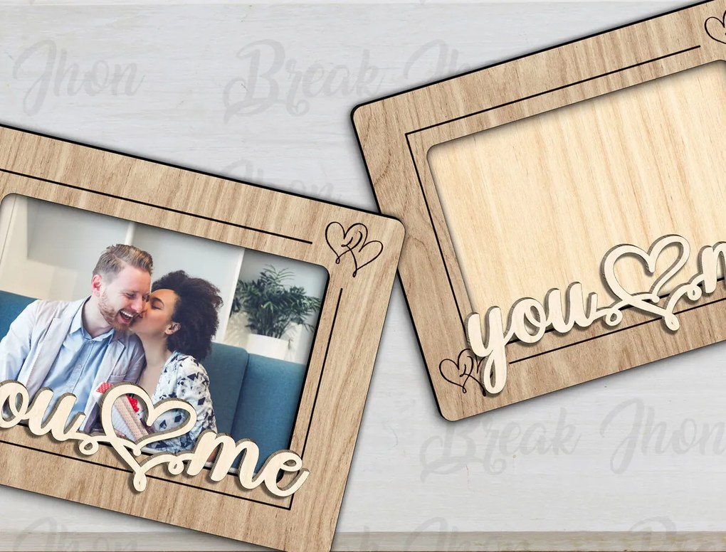 Σετ των 2 Intra απο ξύλο plywood 3mm-4mm πάχος – Κορνίζα φωτογραφιών ψυγείου για την ημέρα του Αγίου Βαλεντίνου Δίασταση 20x20 cm INTRAFABR-114049796