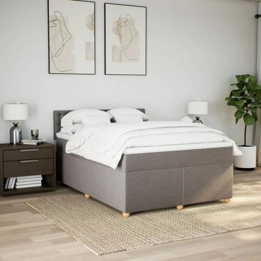 Κρεβάτι Boxspring με Στρώμα Taupe 140x190 εκ. Υφασμάτινο - Μπεζ-Γκρι