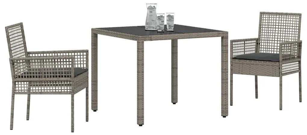 vidaXL Σέτ φαγητού για κήπο 3 pcs Γκρι συνθετικό ρατάν