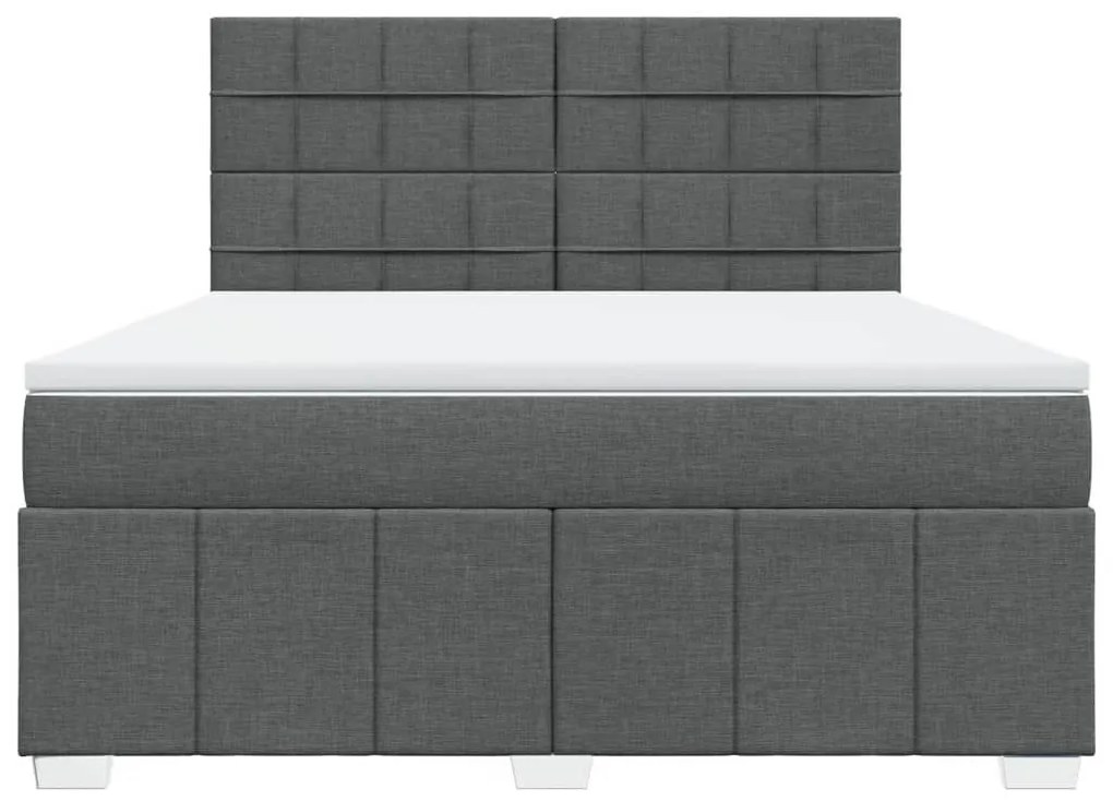 Κρεβάτι Boxspring με Στρώμα Σκούρο Γκρι 180x200 εκ Υφασμάτιν - Γκρι