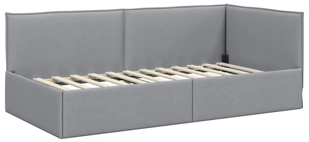 vidaXL Κρεβάτι Γωνίας με κεφαλάρι Ανοιχτό γκρι 90 x 200 cm ύφασμα