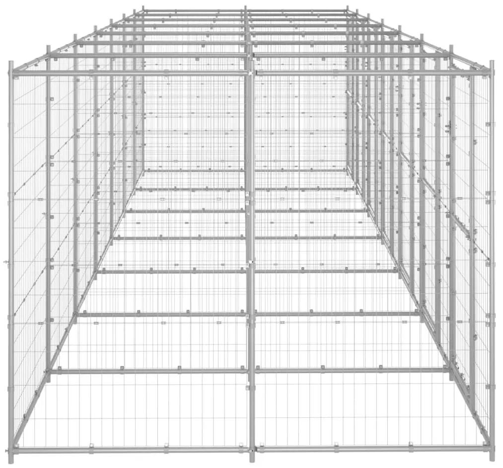 Κλουβί Σκύλου Εξωτερικού Χώρου 16,94 μ² από Γαλβανισμένο Χάλυβα - Ασήμι