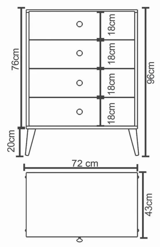 Συρταριέρα AMARI Λευκό Μοριοσανίδα 72x43x96cm - Μελαμίνη - 14870053