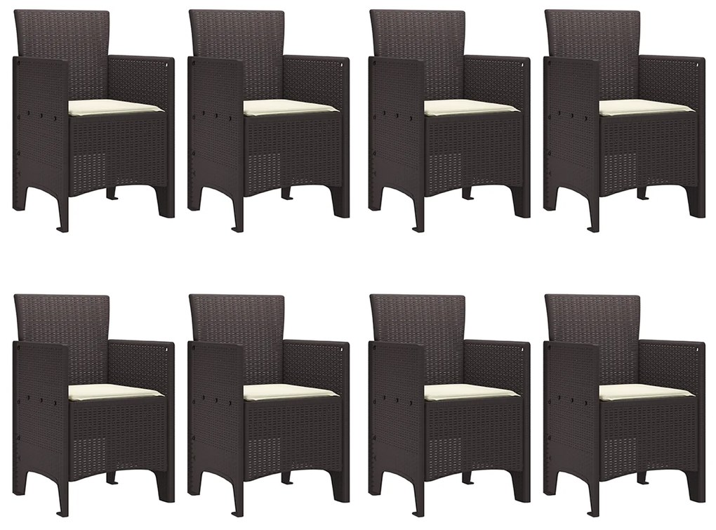 vidaXL Σετ Εξωτερικού Φαγητού 9 pcs Καφέ 250 x 100 x 73 εκ