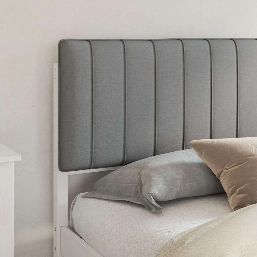 vidaXL Σκελετός Κρεβατιού με Επενδεδυμένο Κεφαλάρι Ανοιχτό γκρι