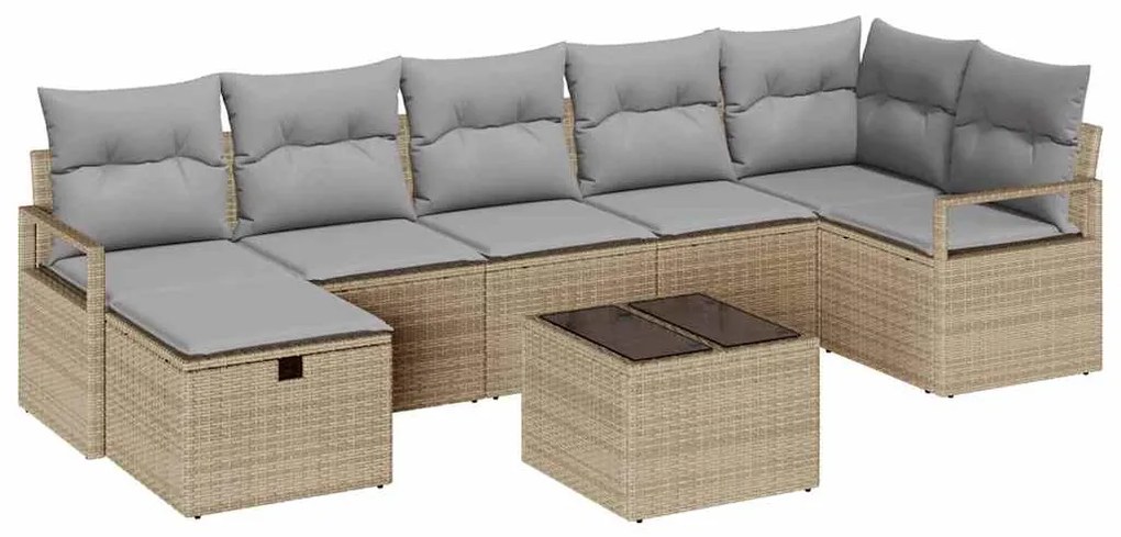 vidaXL Σετ Καναπέ Κήπου 8 pcs μπεζ και ανοιχτό γκρι 287 x 122 x 85 εκ