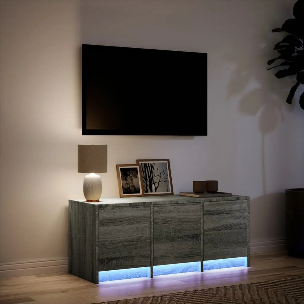 vidaXL Έπιπλο Τηλεόρασης με LED Γκρι Sonoma 97x34x40 εκ. Επεξ. Ξύλο