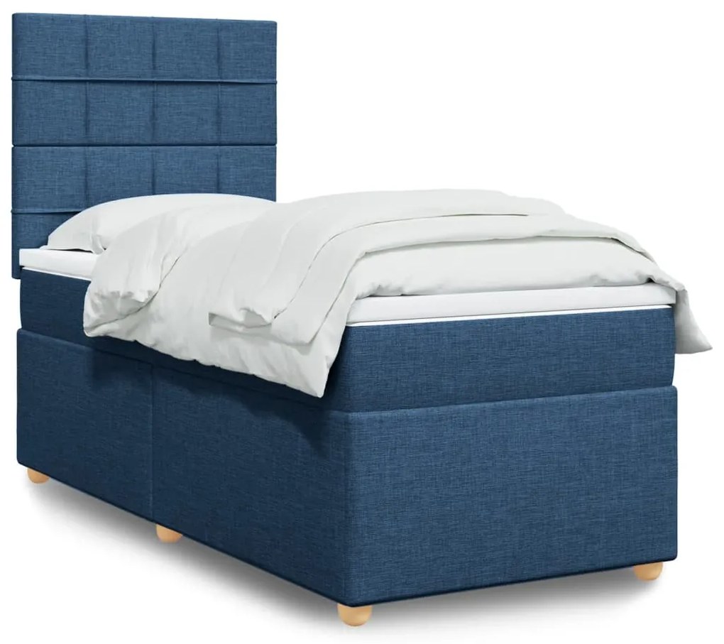 vidaXL Κρεβάτι Boxspring με Στρώμα Μπλε 80x200 εκ. Υφασμάτινο