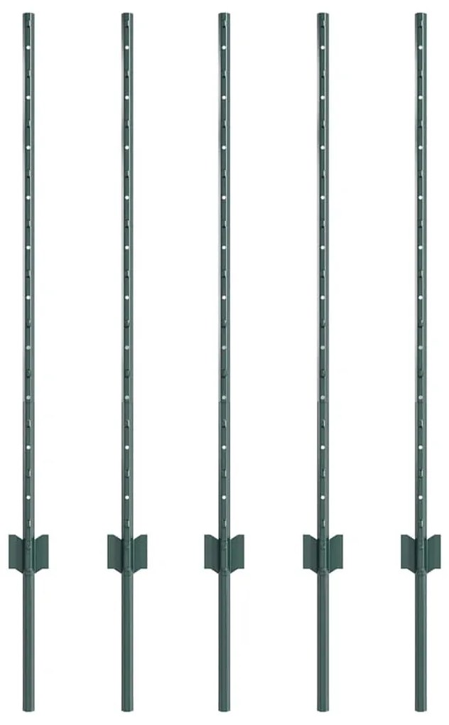 vidaXL Πόλοι Περίφραξης 10 pcs Πράσινο 100 cm Ατσάλι