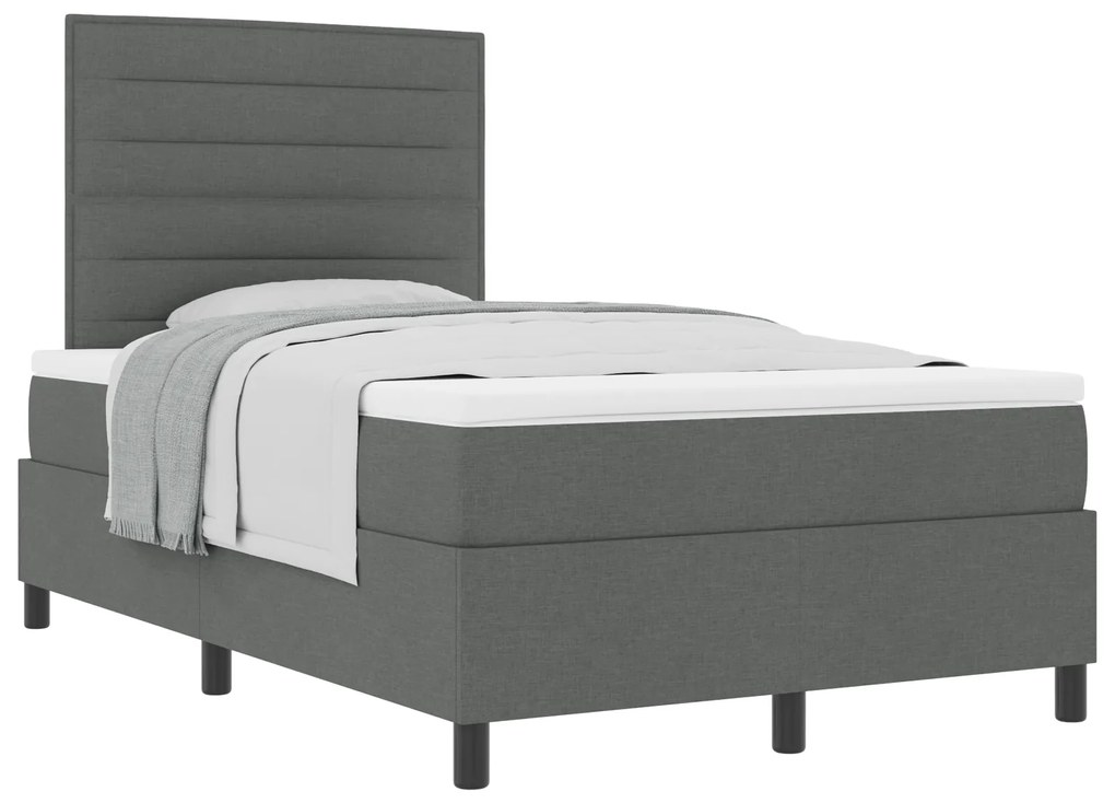 vidaXL Κρεβάτι Box Spring Με Στρώμα Σκούρο Γκρι 120x200 εκ Ύφασμα