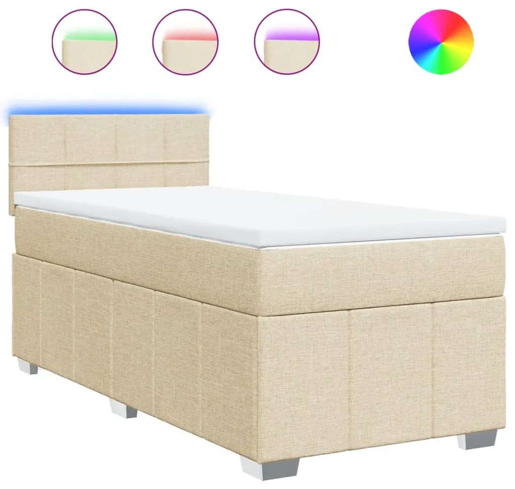 ΚΡΕΒΑΤΙ BOXSPRING ΜΕ ΣΤΡΩΜΑ ΚΡΕΜ 100 X 200 ΕΚ. ΥΦΑΣΜΑΤΙΝΟ 3289284