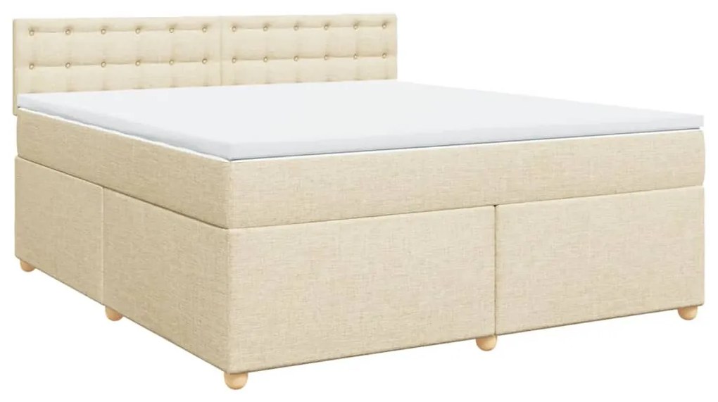 vidaXL Κρεβάτι Boxspring με Στρώμα Κρεμ 180x200 εκ. Υφασμάτινο