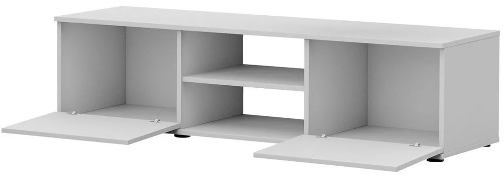 Τραπέζι Tv Charlotte E100, Γυαλιστερό λευκό, Άσπρο, Ο αριθμός των θυρών: 2, 140x37x43cm, 25 kg | Epipla1.gr