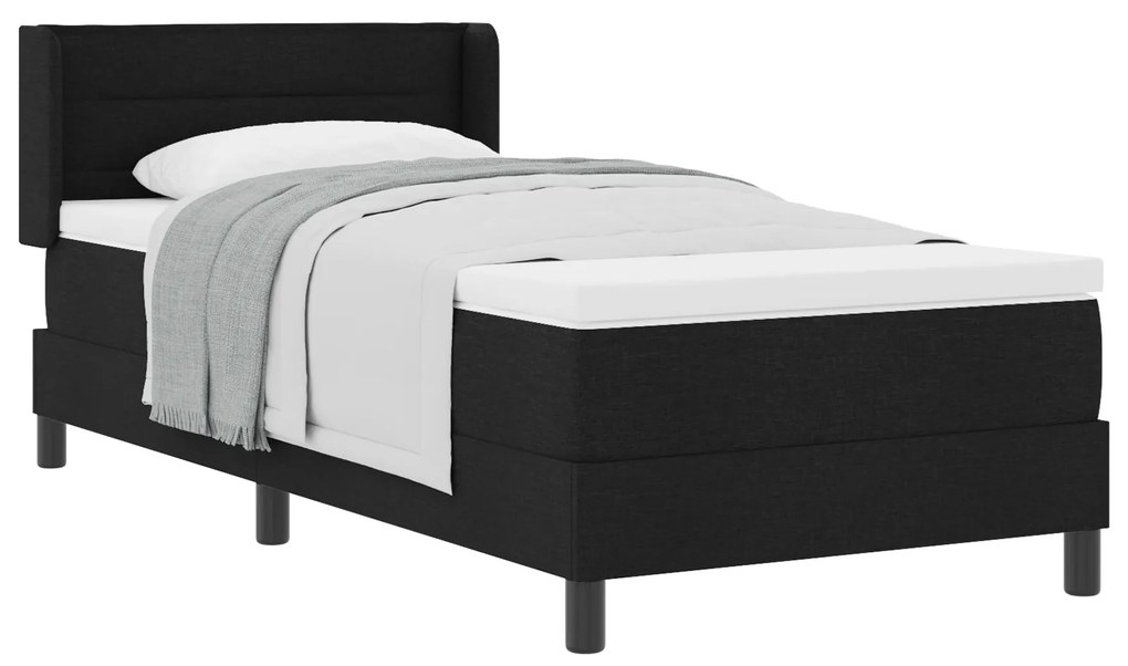 vidaXL Κρεβάτι με ελατήρια Μαύρο 90 x 190 cm Ύφασμα και αφρός