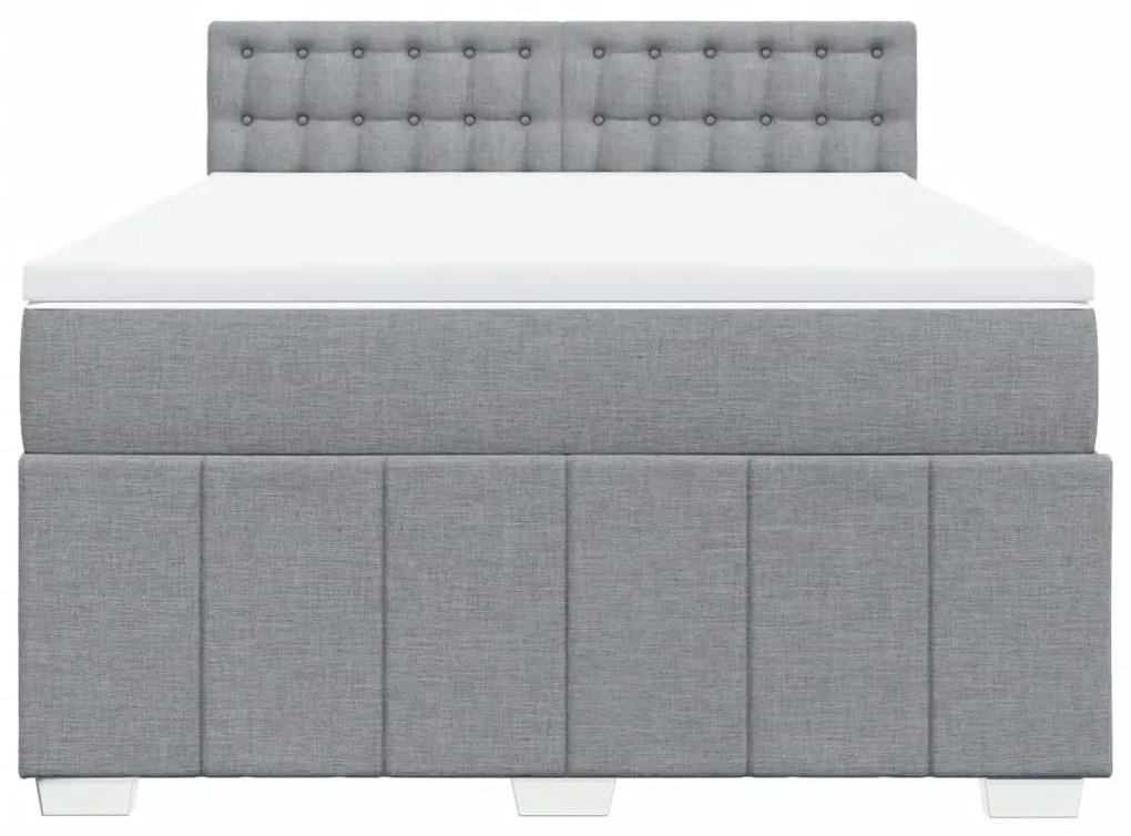 Κρεβάτι Boxspring με Στρώμα Ανοιχτό Γκρι 140x200 εκ. Υφασμάτινο - Γκρι