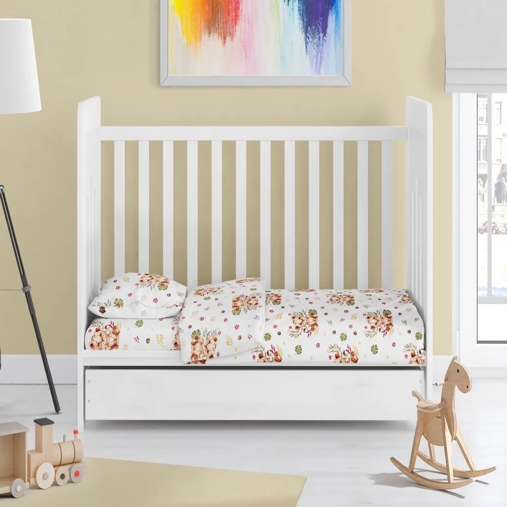 Σεντόνια Βρεφικά Lion Cub 530 (Σετ 3τμχ) Beige DimCol Κούνιας 120x160cm 100% Βαμβάκι