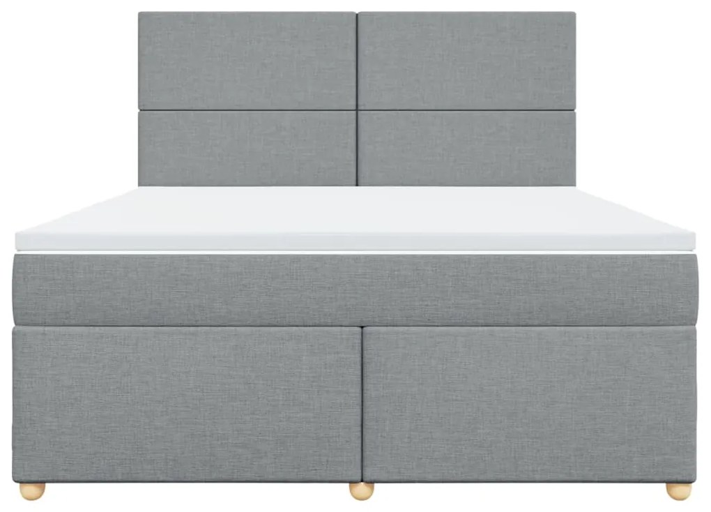 vidaXL Κρεβάτι Boxspring με Στρώμα Ανοιχτό Γκρι 180x200 εκ. Υφασμάτινο