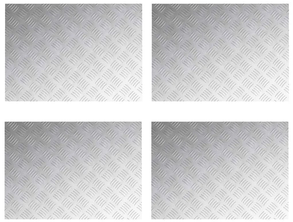 vidaXL Επιφάνειες Καρό 4 pcs Ασημί 70 x 50 cm Αλουμίνιο