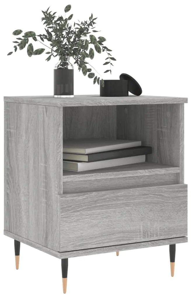 vidaXL Κομοδίνα 2 τεμ. Γκρι Sonoma 40 x 35 x 50 εκ. από Επεξεργ. Ξύλο