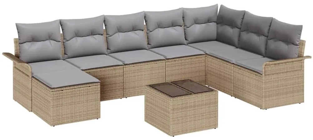 vidaXL Σετ Καναπέ Κήπου με μαξιλάρι 9 pcs Μαύρο Πολυ ράταν