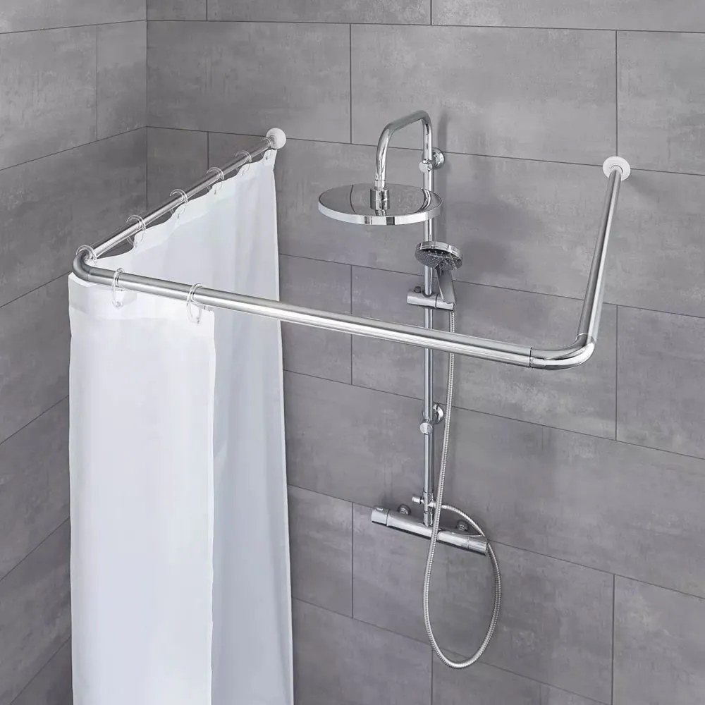 Βραχίονας Μπάνιου Γωνιακός Universal 0345 2,5mm 90x90cm 101 Chrome Kleine Wolke 90X90cm Αλουμίνιο