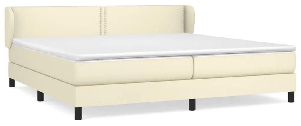 Κρεβάτι Boxspring με Στρώμα Κρεμ 200x200 εκ. Συνθετικό Δέρμα - Κρεμ