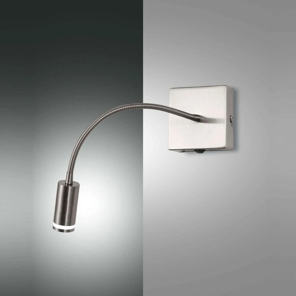 Φωτιστικό Τοίχου - Απλίκα Led Portici 3439-21-178 Nickel With Spot Fabas Luce Μέταλλο