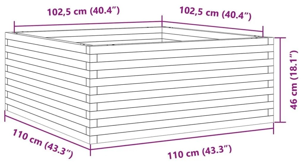 Ζαρντινιέρα Κήπου 110x110x46 εκ. από Μασίφ Ξύλο Ψευδοτσούγκας - Καφέ