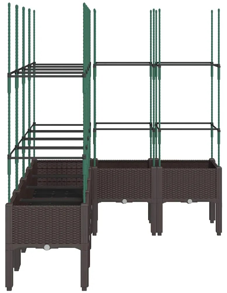 vidaXL Ζαρντινιέρα Κήπου με Καφασωτό Καφέ 160 x 120 x 142,5 εκ. από PP