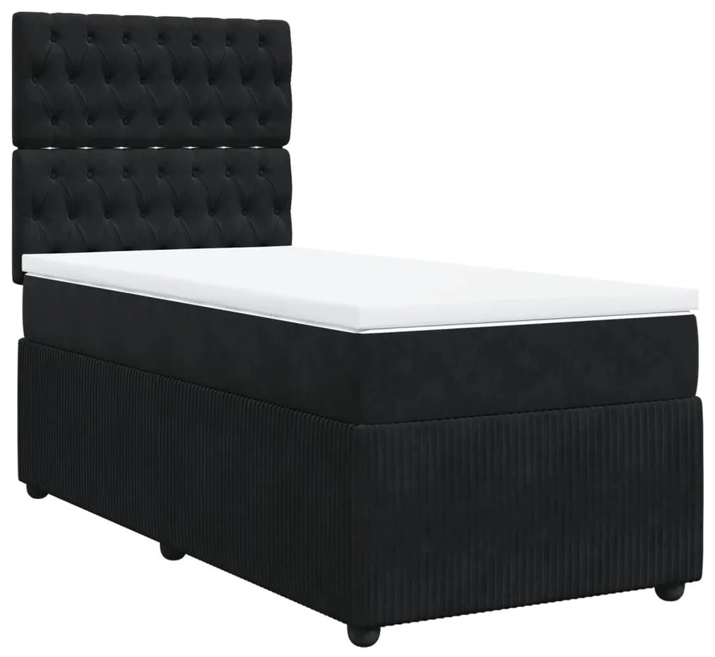 vidaXL Κρεβάτι Boxspring με Στρώμα Μαύρο 80 x 200 εκ. Βελούδινο