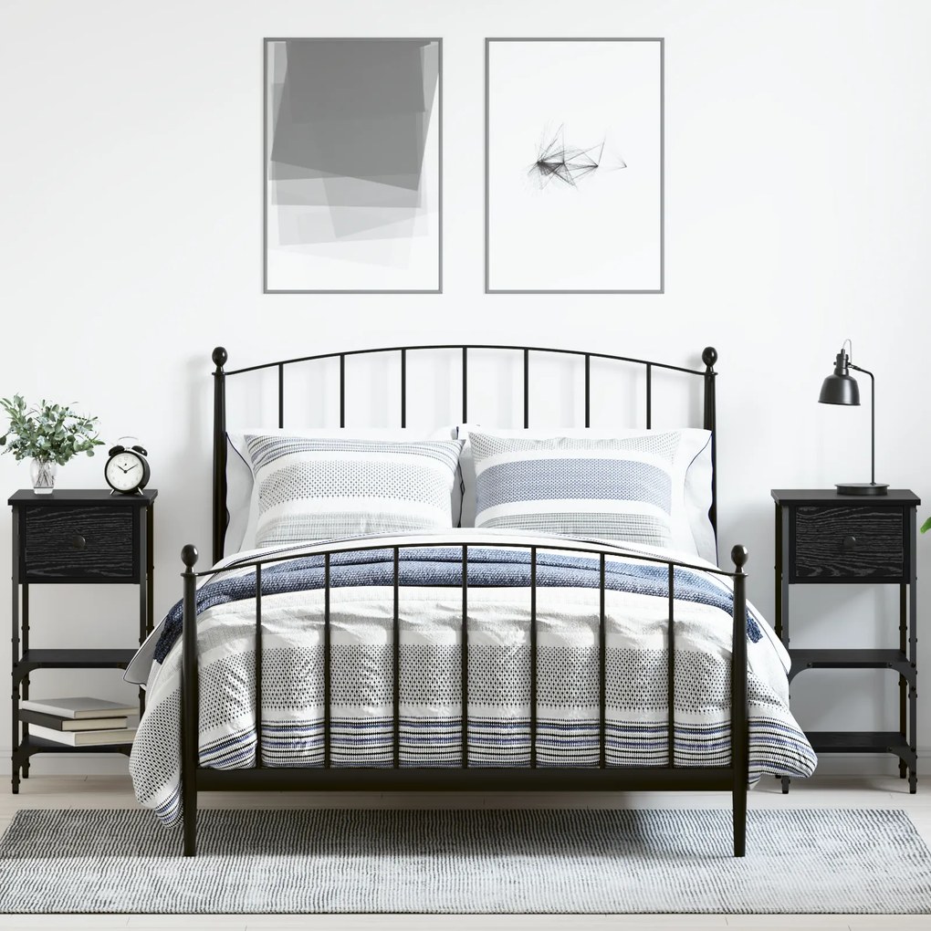 vidaXL Κομοδίνα 2 τεμαχίων Μαύρο Δρυός 34x36x70 cm Επεξεργασμένο ξύλο