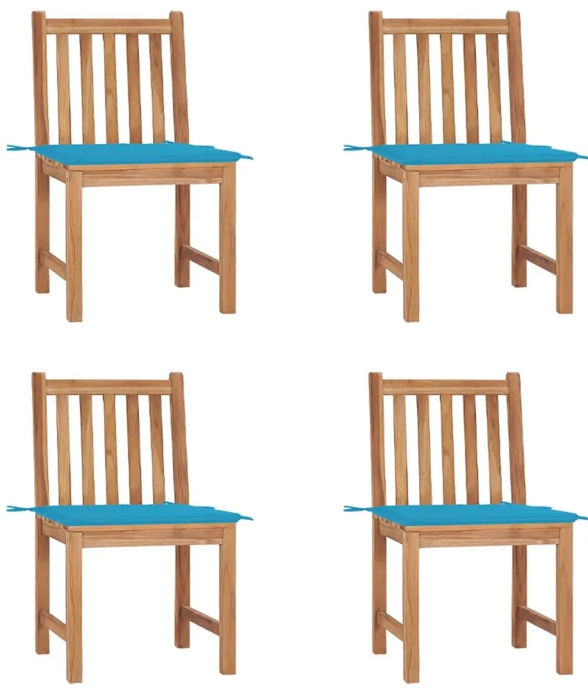 vidaXL Καρέκλες Κήπου 4 Τεμαχίων από Μασίφ Ξύλο Teak με Μαξιλάρια
