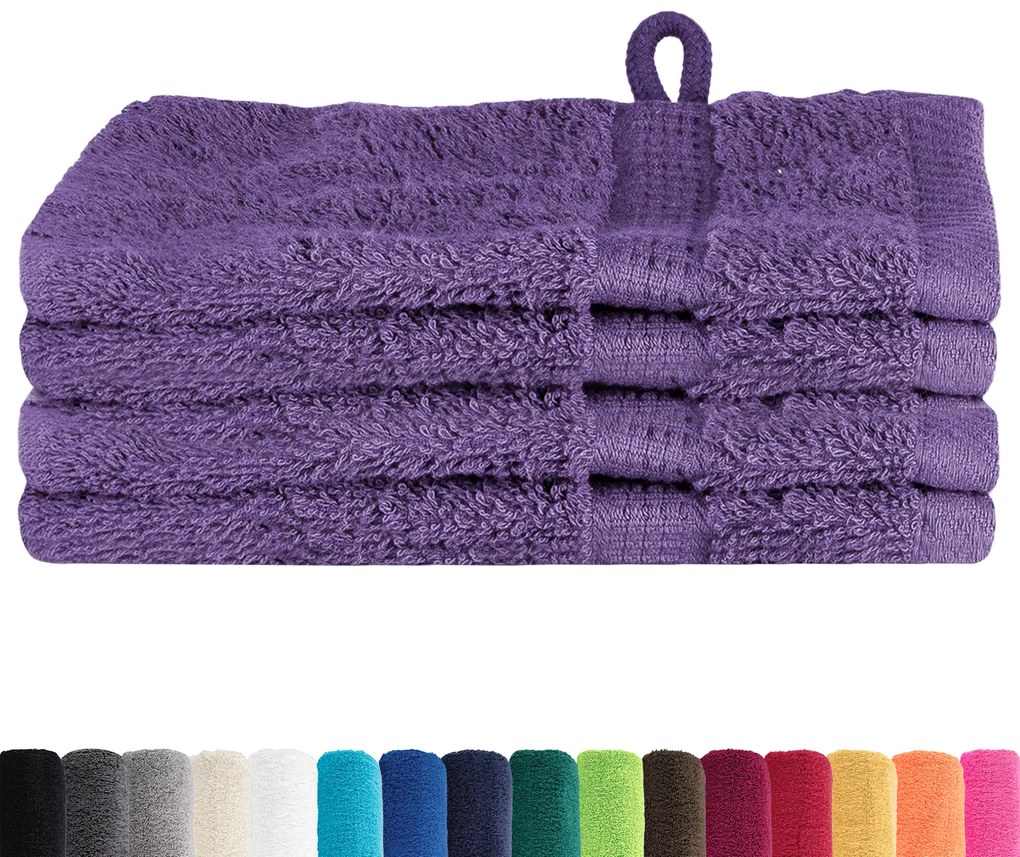 vidaXL Πετσέτες 4 pcs Μοβ 15 x 21 cm Βαμβάκι