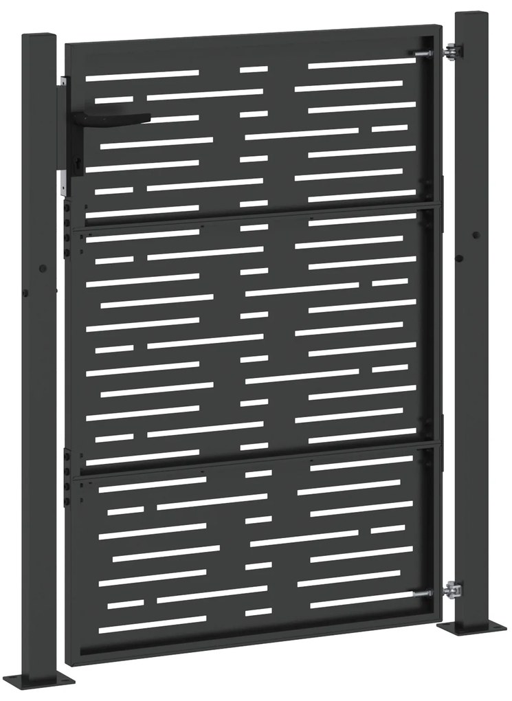 vidaXL Πύλη Κήπου Μαύρο 105 x 125 cm Ατσάλι με Επικάλυψη Πούδρας