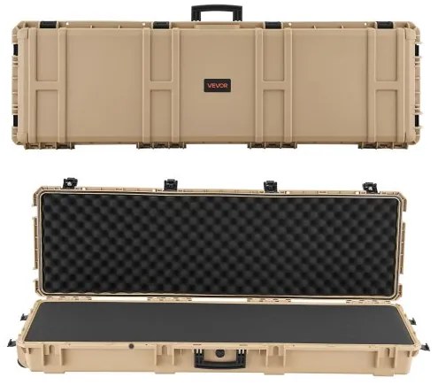 VEVOR Hard Rifle Case, Lockable Rifle Case with Pre-cut Foams, 1320 mm Gun Storage with Wheels, Heavy Duty IP67 Waterproof &amp; Dustproof Pistol Storage Cases for Rifles, Shotguns, Airsoft Guns, Khaki