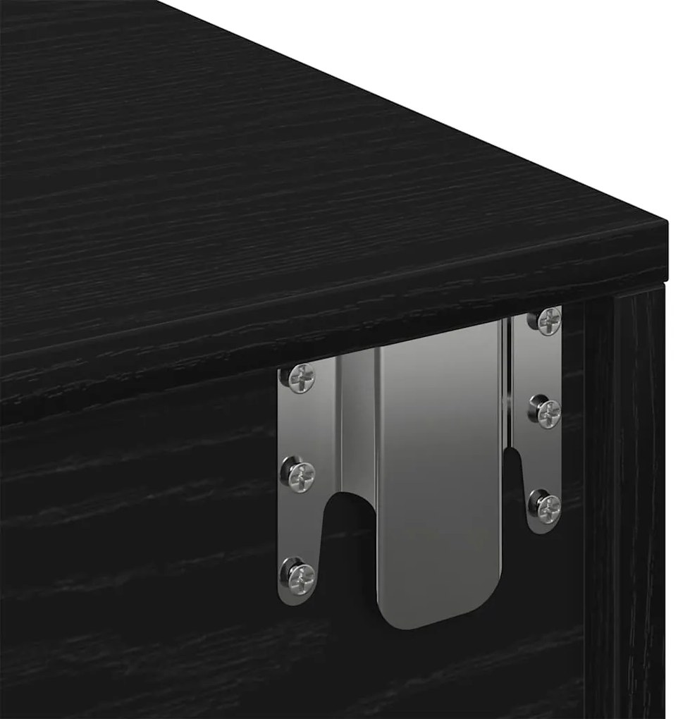 Ράφι τοίχου με συρτάρια Μαύρο 60x26,5x15 cm Ξύλινη κατασκευή - Μαύρο