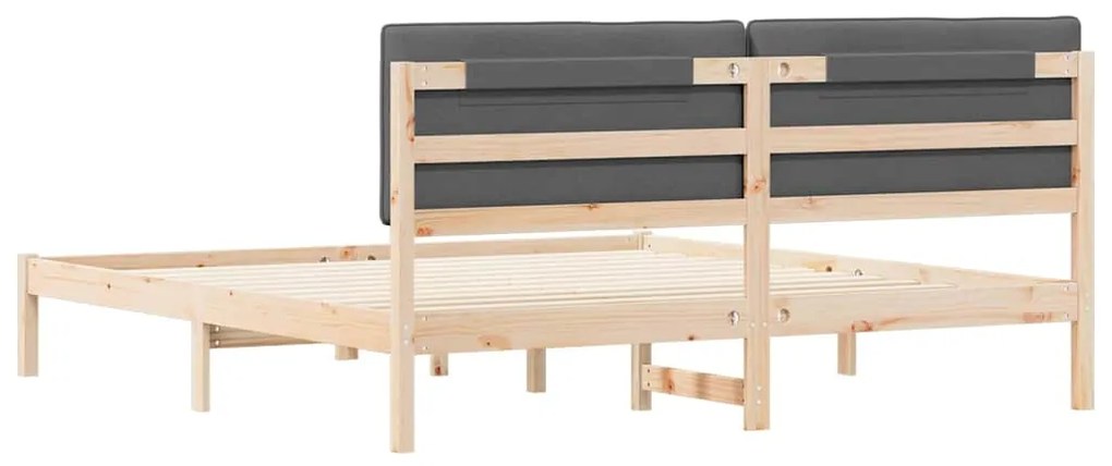 vidaXL Σκελετός Κρεβατιού με Επενδεδυμένο Κεφαλάρι Σκούρο Γκρι