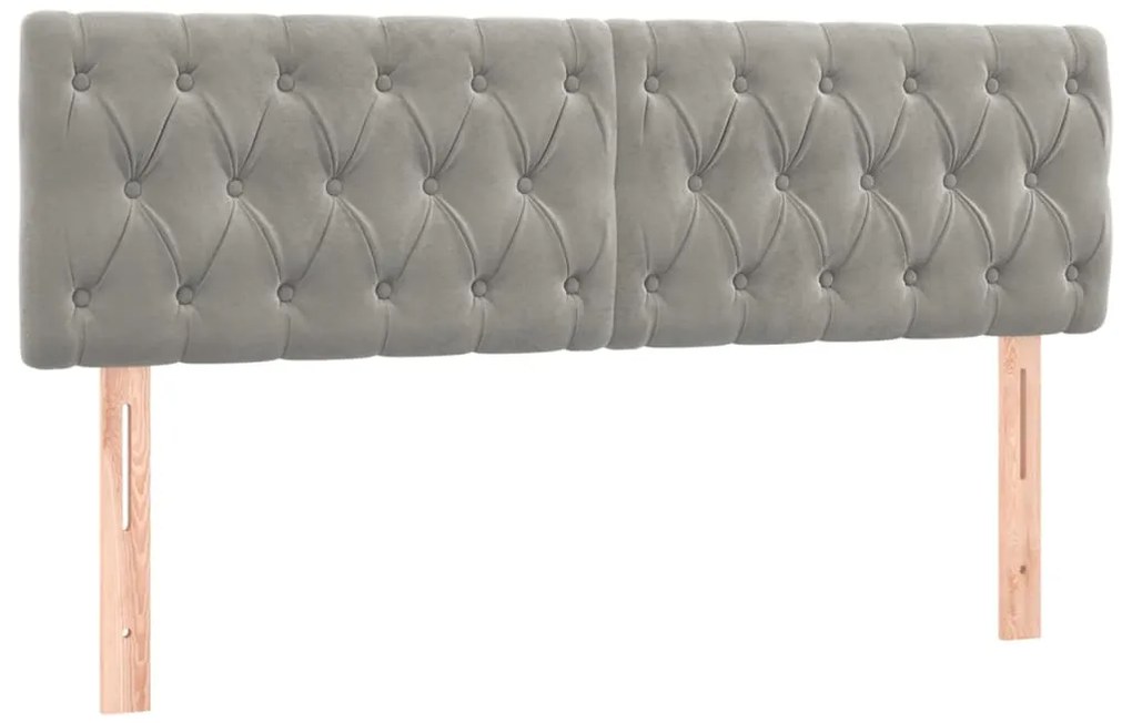 vidaXL Κεφαλάρι Κρεβατιού LED Ανοιχτό Γκρι 160x7x78/88 εκ. Βελούδινο