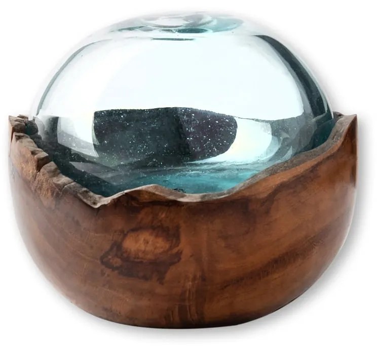 Vase S Line 13cm χειροποίητο με βάση από ξύλο ΤΕΑΚ small SS379-0M