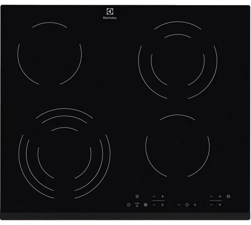 Κεραμική ενσωματωμένη εστία Electrolux EHF6343FOK, 6400W, 4 ζώνες, 9 επίπεδα, Stop & Go, Χρονόμετρο, Μαύρο