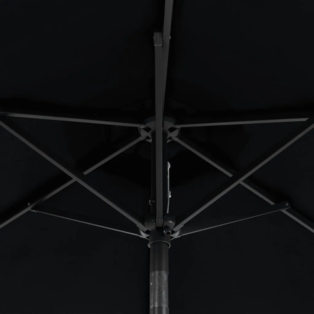 Ομπρέλα Κήπου με LED και Ατσάλινο Ιστό Μαύρη 225x225x212 εκ. - Μαύρο