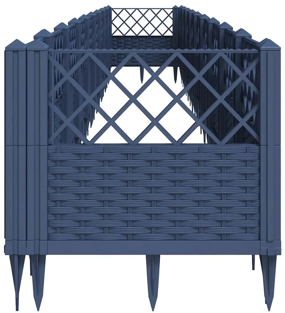 vidaXL Ζαρντινιέρα με Πασσάλους Μπλε Γκρι 363,5x43,5x43,5εκ. Πολυπροπυλένιο