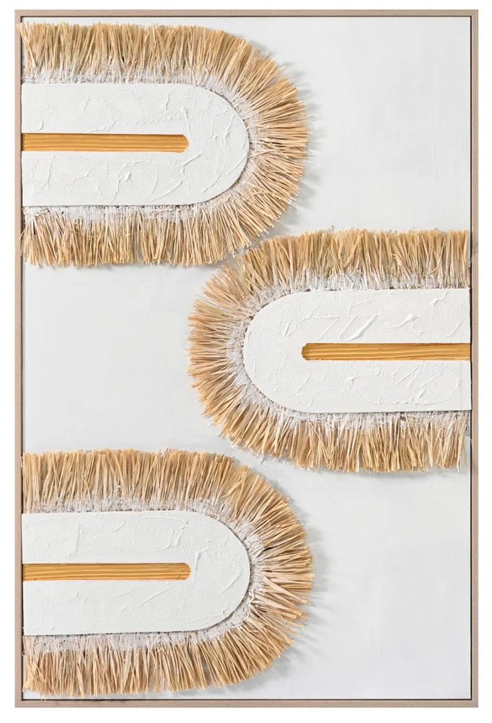 Πίνακας 3D C4537.02 με Κορνίζα Μπέζ Καμβάς Λευκός Χειροποίητος 80x3,5x120Υεκ. 80x3.5x120 εκ.