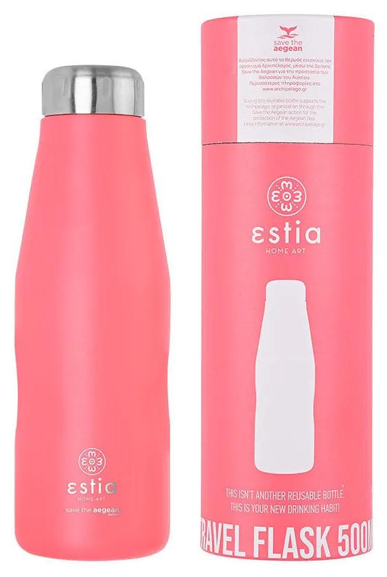 Estia 01-9861 Travel Flask Save Aegean Μπουκάλι Θερμός 500ml, Fusion Coral