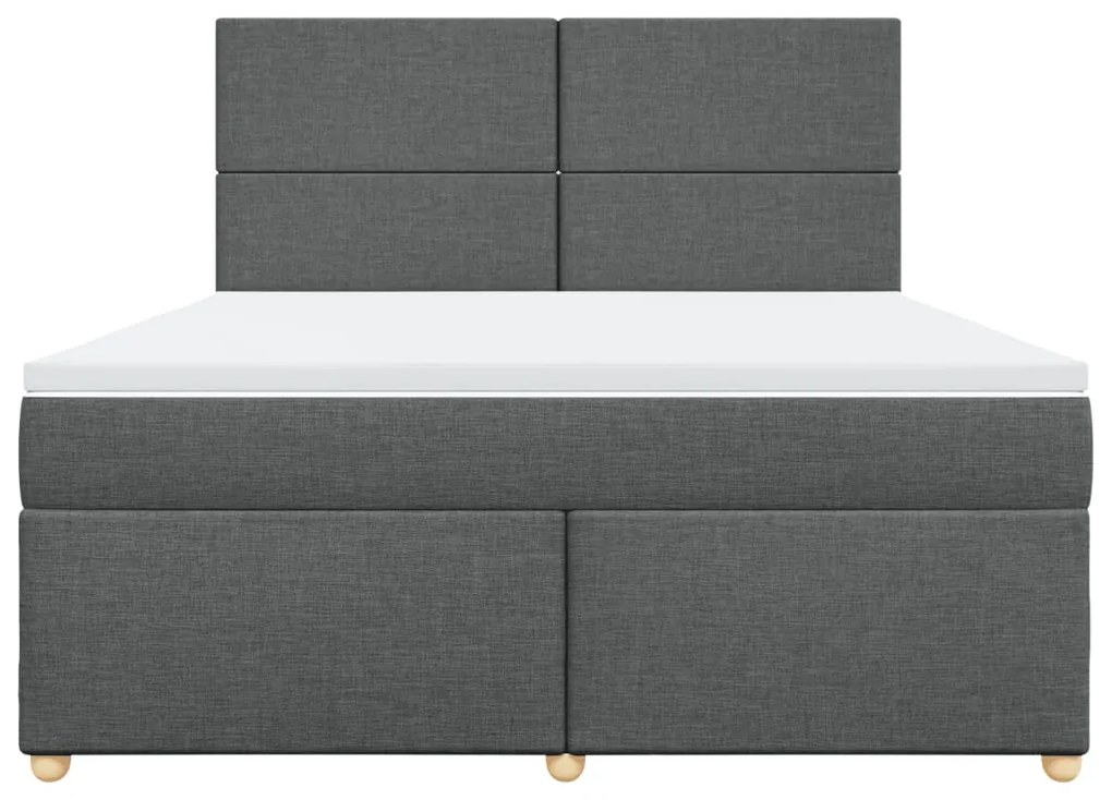 Κρεβάτι Boxspring με Στρώμα Σκούρο Γκρι 180x200 εκ Υφασμάτιν - Γκρι