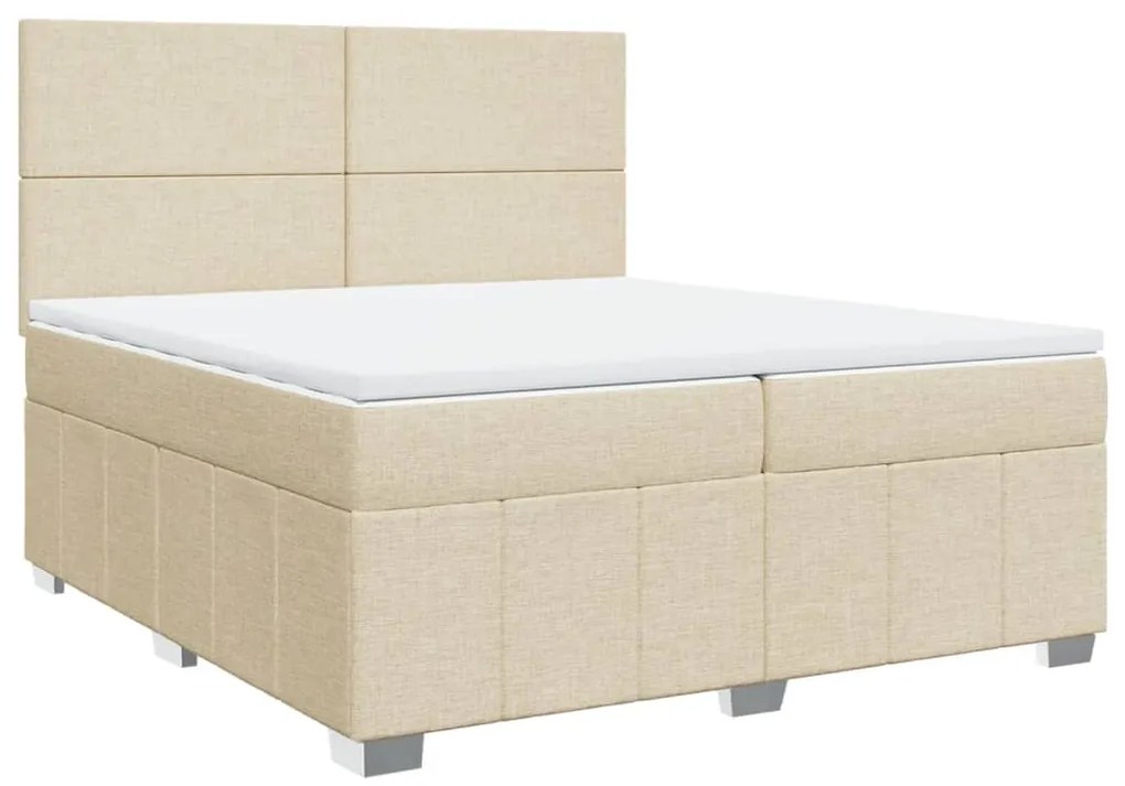 vidaXL Κρεβάτι Boxspring με Στρώμα Κρεμ 200x200 εκ. Υφασμάτινο